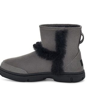 UGG Black Fur-Trimmed Sunburst Mini size 7